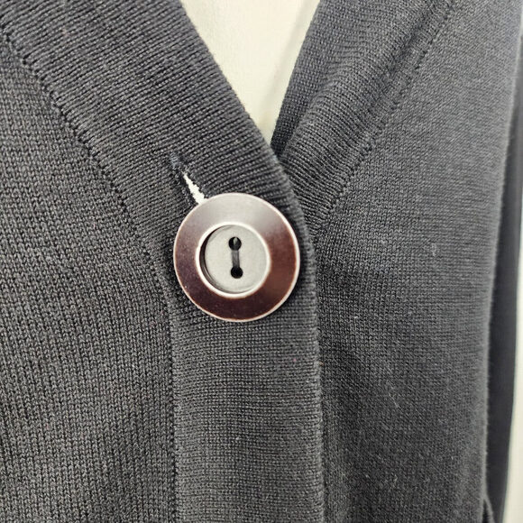 CABI Black Cotton Knit Goals Button Up Cardigan Size M - Picture 3 of 9